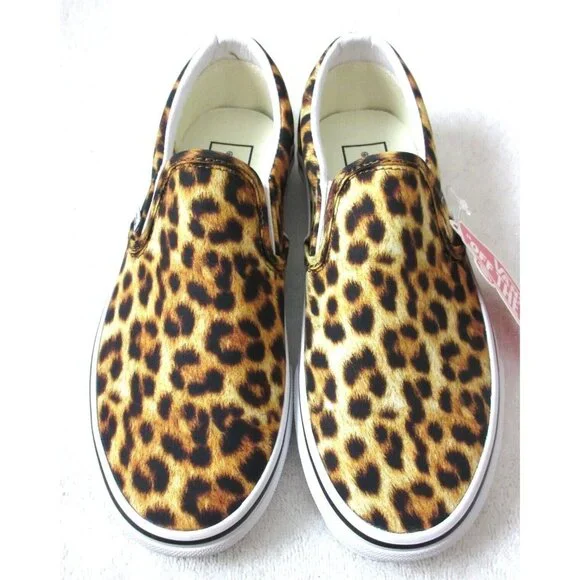Vans Women's Classic Slip On Leopard Black True White Canvas Shoes Sizes NIB - Picture 3 of 5